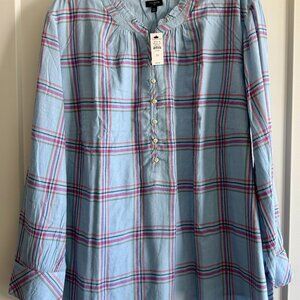 Talbots Blue Plaid Blouse